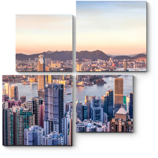 Модульная картина Закат над бухтой Виктория, Гонконг