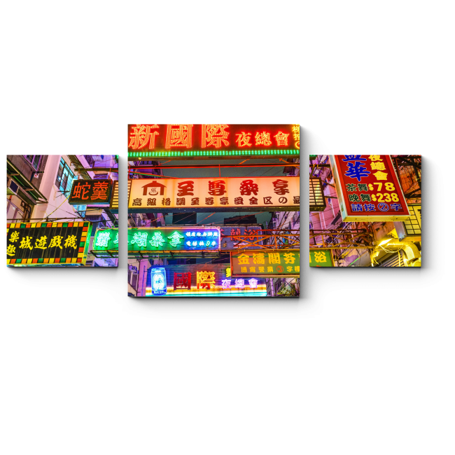 Модульная картина Неоновые огни ночного Гонконга