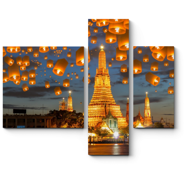 Модульная картина Волшебные небесные фонарики, Бангкок