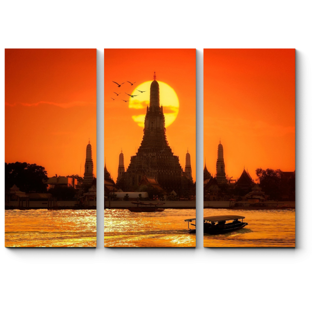 Модульная картина Алый закат в Бангкоке