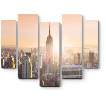 Модульная картина Небоскребы Манхэттена в последних лучах солнца, Нью-Йорк