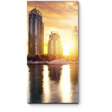 Модульная картина Небоскребы Дубая в утренних лучах солнца