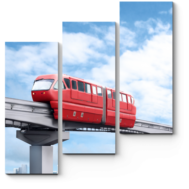 Модульная картина  Красный монорельсовый поезд