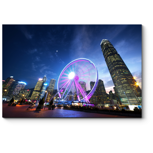 Модульная картина Сверкающее колесо обозрения, Гонконг