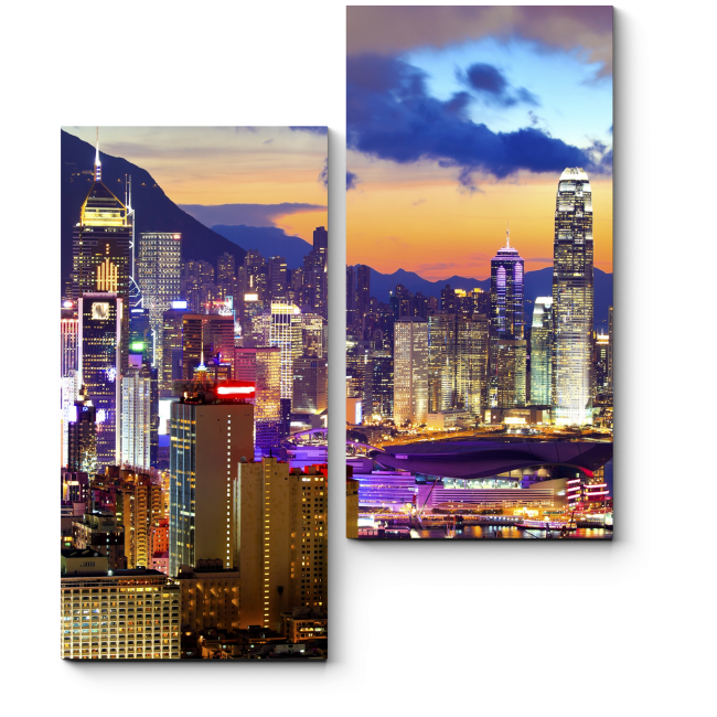 Модульная картина Красочный Гонконг в лучах закатного солнца