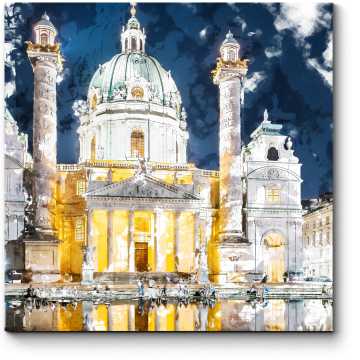 Модульная картина Вечерний Карлсплац, Вена