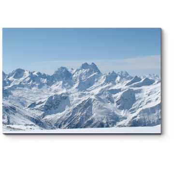 Модульная картина Панорама зимних гор на Кавказе
