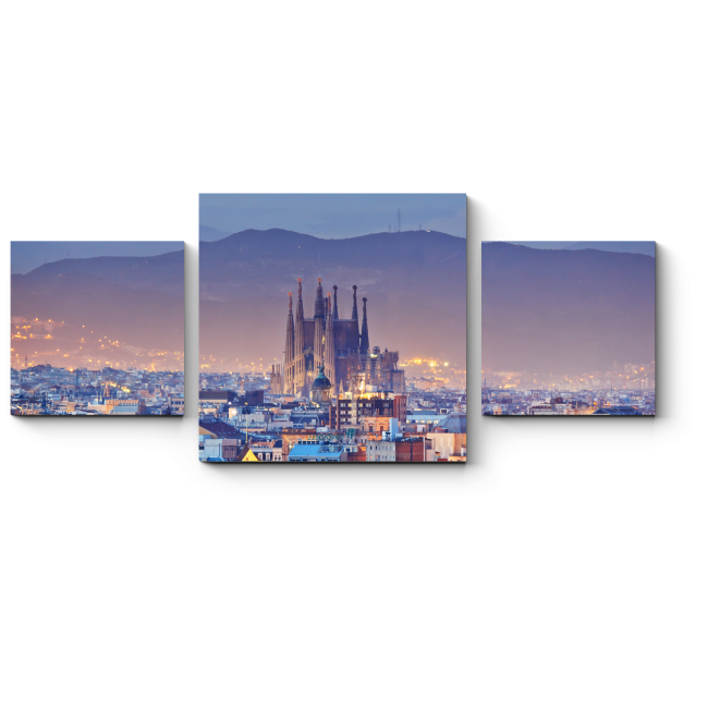 Модульная картина Величественная Барселона в сумерках