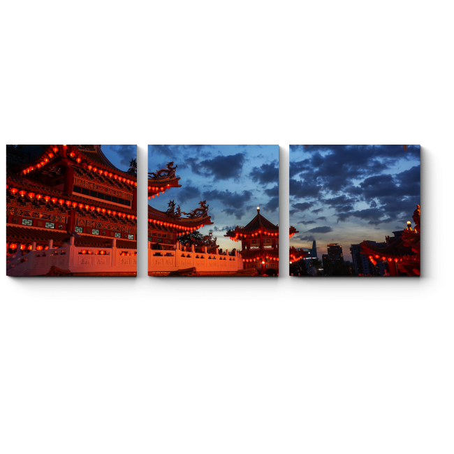 Модульная картина Храм Тянь Хоу в сумерках