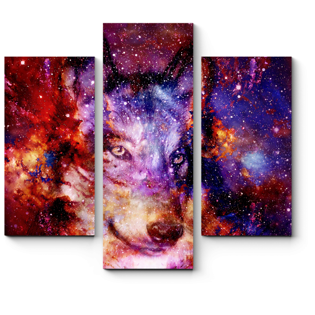 Модульная картина Космический волк