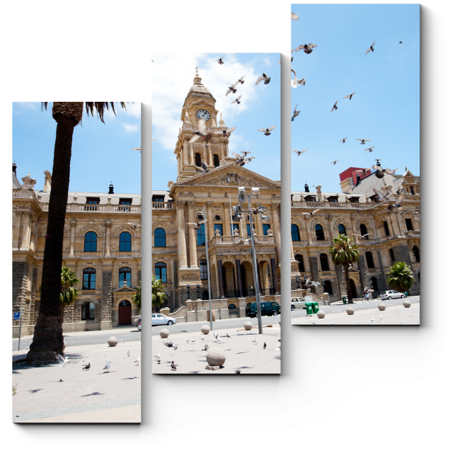 Модульная картина Летящие голуби над площадью Кейптауна