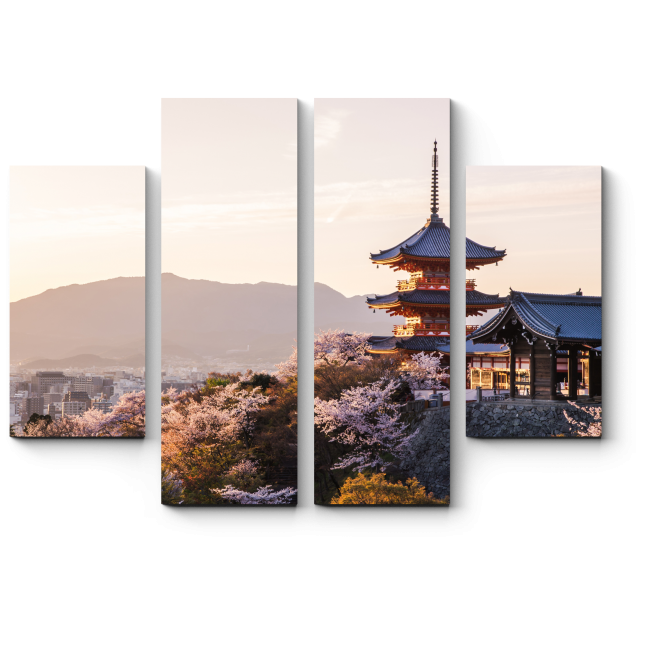 Модульная картина Цветение сакуры в Киото