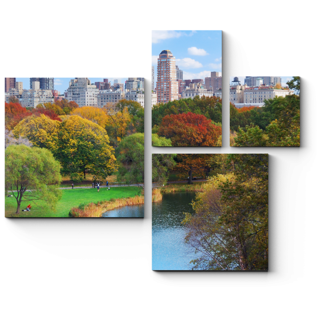 Модульная картина Осеннее озеро в Центральном Парке, Нью-Йорк