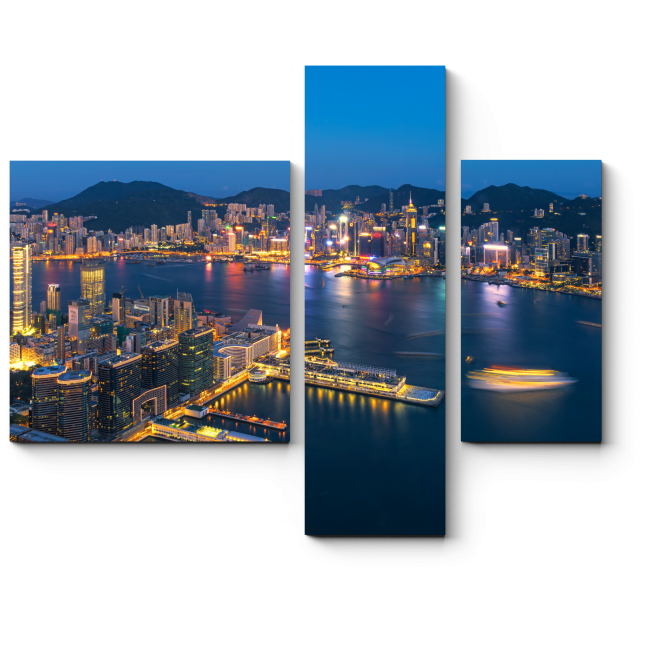 Модульная картина Сияющий ночными огнями Гонконг