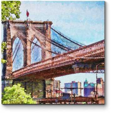 Модульная картина Бруклинский мост глазами влюбленного художника, Нью-Йорк