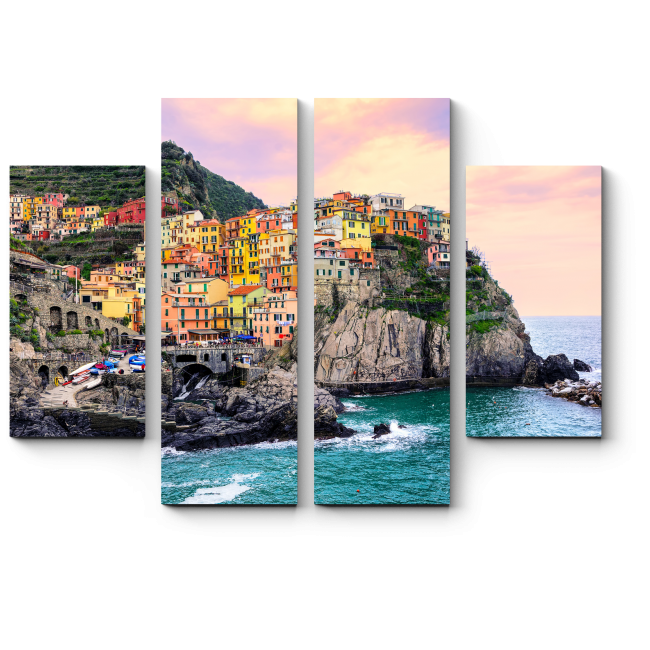 Модульная картина Красочные дома на скале над Средиземным морем 
