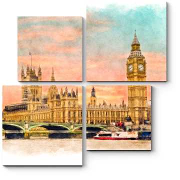 Модульная картина Закат над Лондоном