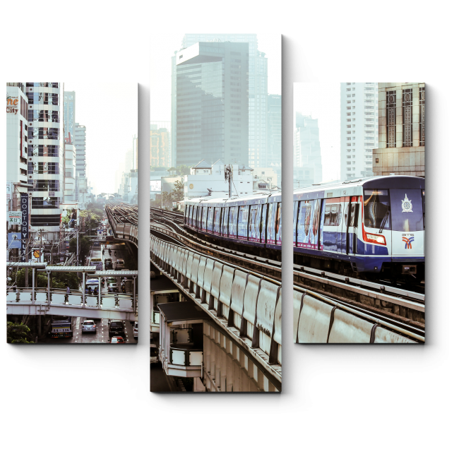 Модульная картина Надземный поезд мчится в центр Бангкока