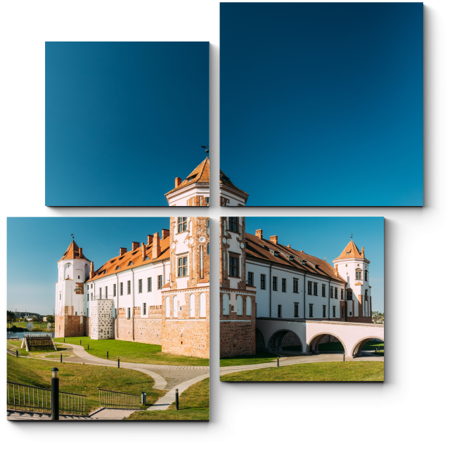 Модульная картина Вид Старой Башни Замкового Комплекса "Мир" в Белорусии