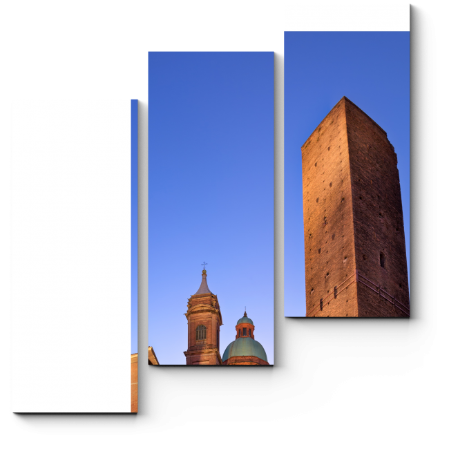 Модульная картина Церковь Сан-Бартоломео и две башни в Италии