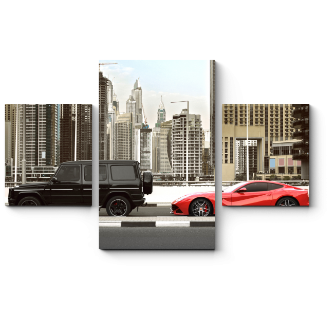 Модульная картина Роскошные автомобили в Дубае