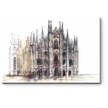 Модульная картина Миланский собор в акварели