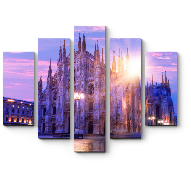 Модульная картина Миланский собор в лучах закатного солнца