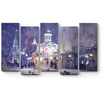 Модульная картина Зимний вечер в столице, Москва