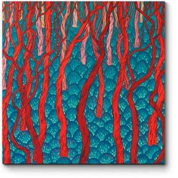 Модульная картина Красный лес