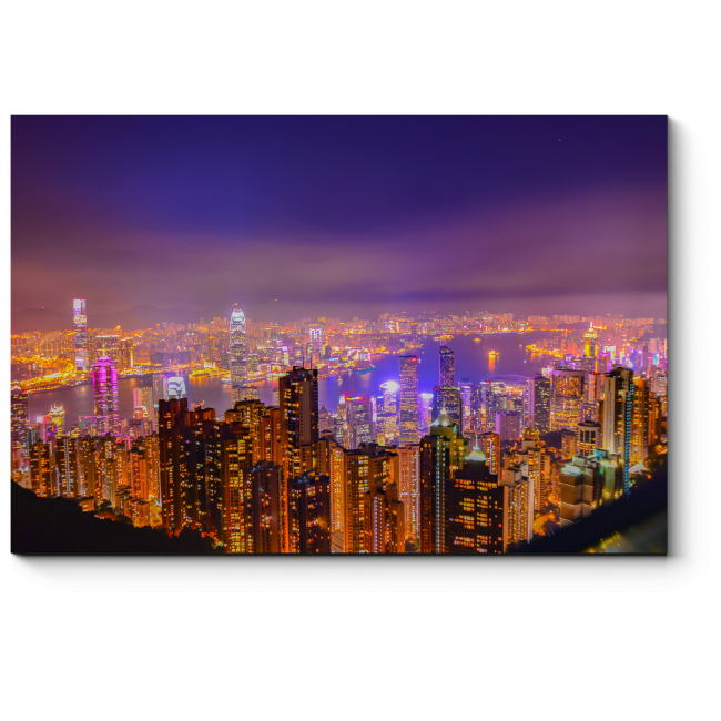 Модульная картина Гонконг из илюминатора самолета