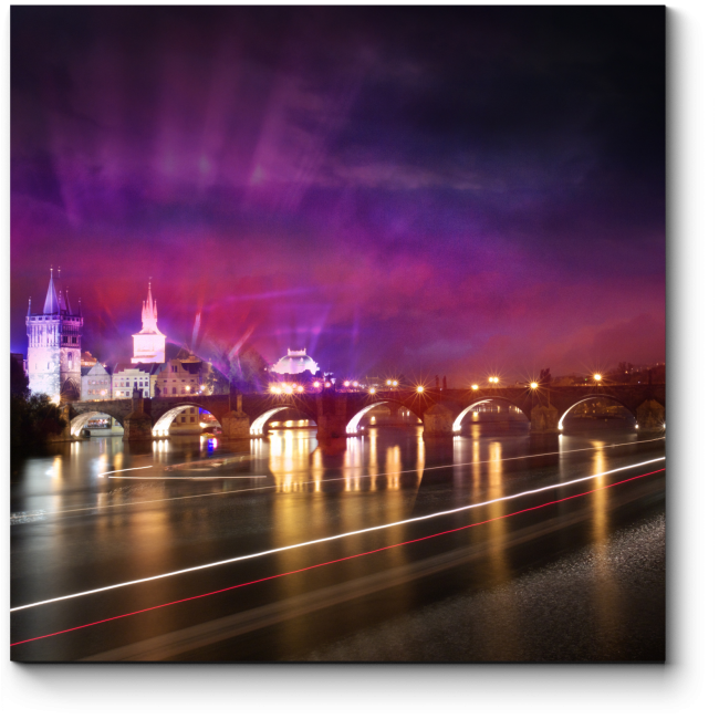 Модульная картина Карлов мост прекрасной ночью, Прага