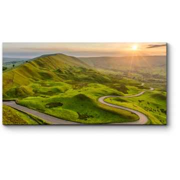 Модульная картина Извилистая дорога вдоль зеленых полей
