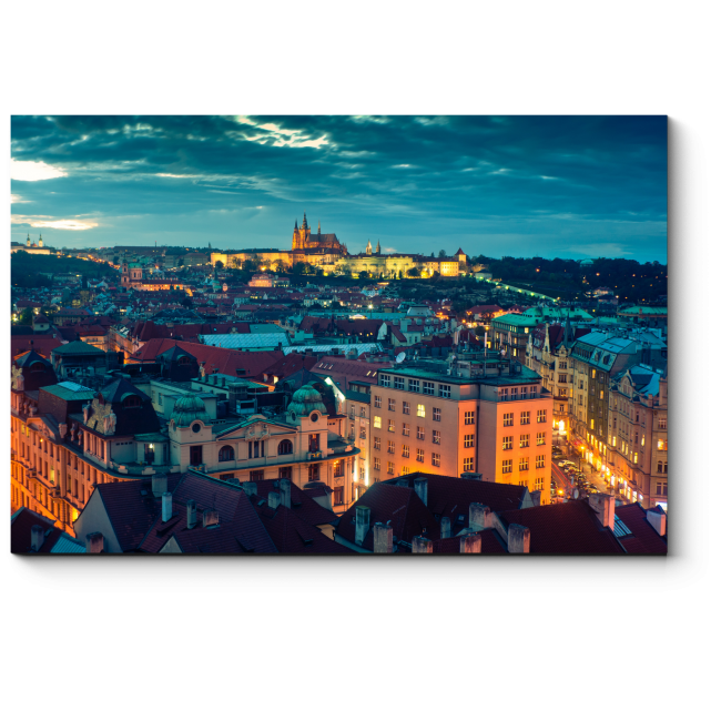 Модульная картина Панорама ночной Праги