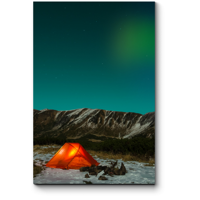 Модульная картина Палатка под северным небом