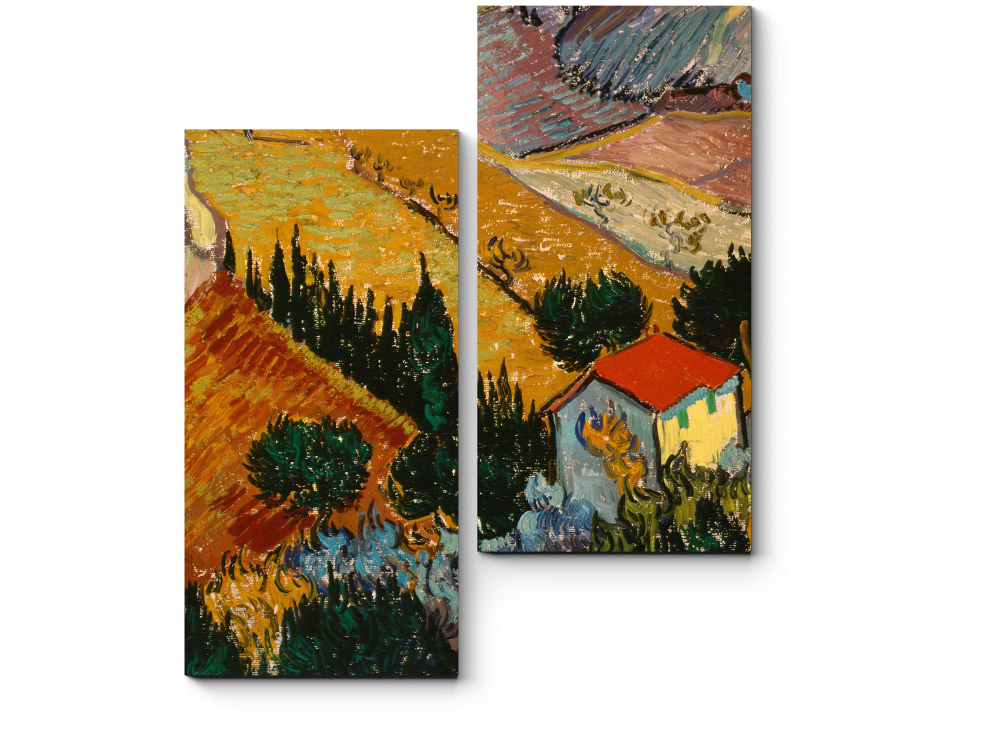 

Модульная картина Picsis, Пейзаж с домом и пахарь, Винсент Ван Гог (20x20)