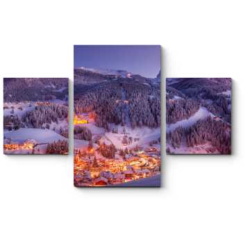 Модульная картина Зимняя деревня в Доломитах, Италия