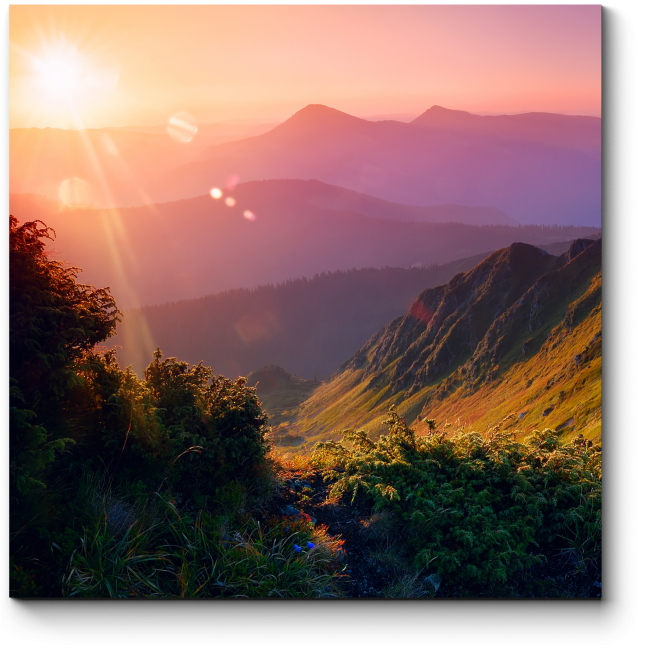 Модульная картина Летний пейзаж в горах на рассвете