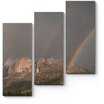 Модульная картина Двойная радуга в горах