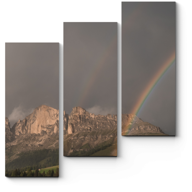 Модульная картина Двойная радуга в горах