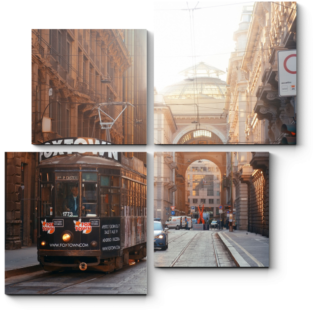 Модульная картина Миланский трамвай