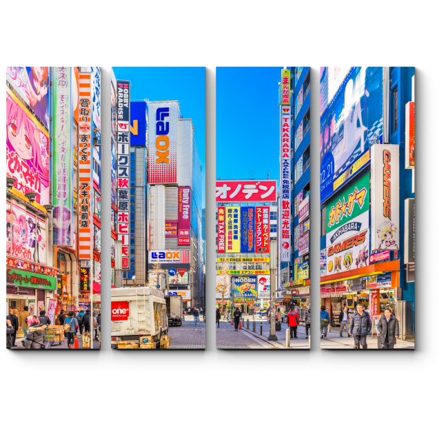 Модульная картина Пестрящий рекламой токийский центр