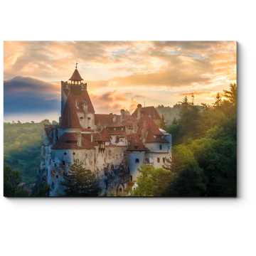 Модульная картина Средневековый замок Дракулы Бран в свете заката