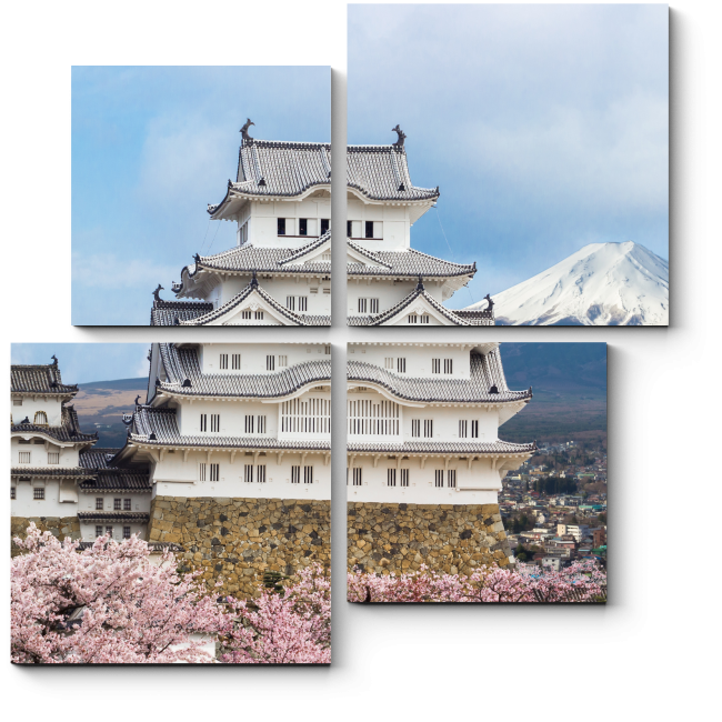 Модульная картина Himeji Castle and full cherry blossom