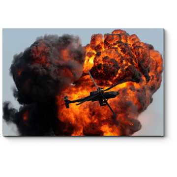 Модульная картина Вертолет против гигантского взрыва