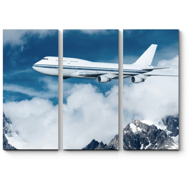 Модульная картина Пассажирский самолет в облаках