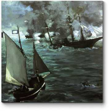 Модульная картина Сражение между кораблями «Кирсардж» и «Алабама»