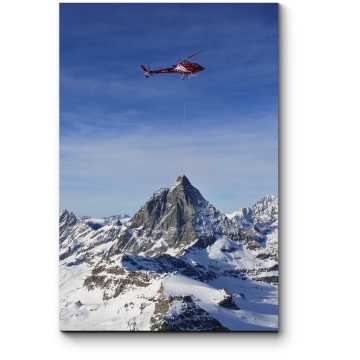 Модульная картина Вертолет над горами