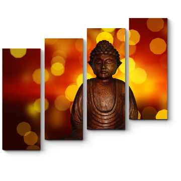 Модульная картина Статуя Будды на фоне огней