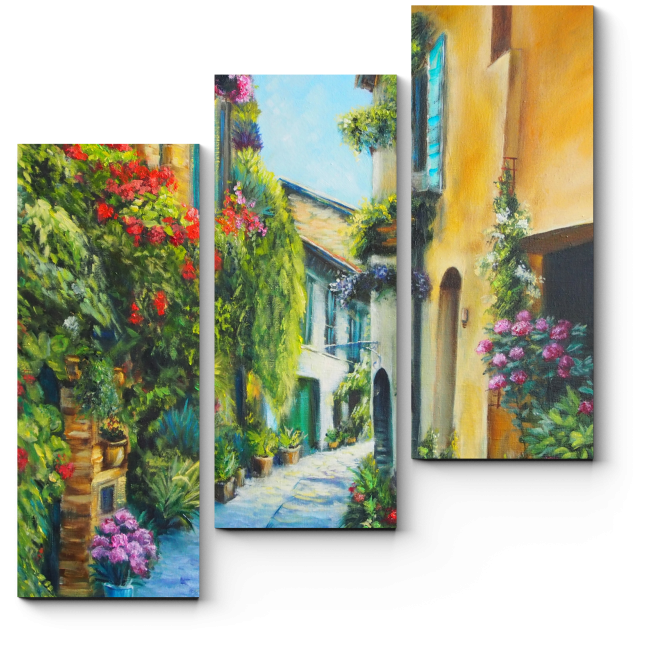 Модульная картина Цветочная улица в Италии