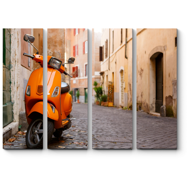 Модульная картина Старые улицы города с мотоциклом в Риме